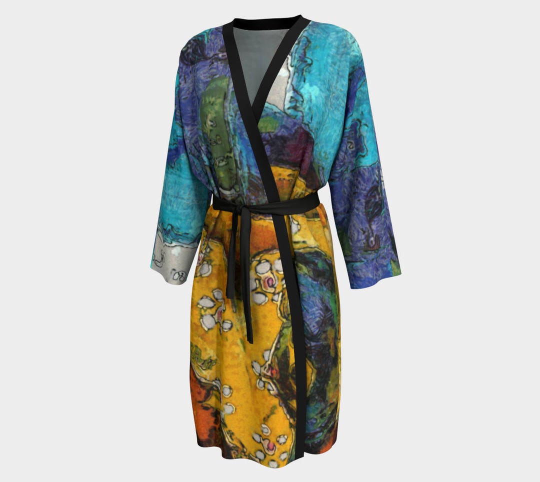 Silk Robe With Cat Art, Luxury Robe for Cat Lovers, Whimsical Art ...