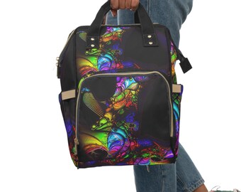 Colorful Dance Bag with Multiple Compartments, Ballet Shoe Pockets, Black Travel Backpack for Hiking, Mommy Baby Diaper Bag, Gift Backpack