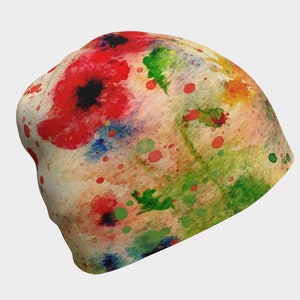 Poppy Party Beanie Hat Cancer Survivor Gift Breast Cancer Hat For Chemo Hair Loss Flowers Beanie Boho Hippie Fashion Hats Slouchy Hats