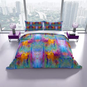 Floral Watercolor Duvet Cover: Cotton Sateen Impressionism Art Bedding