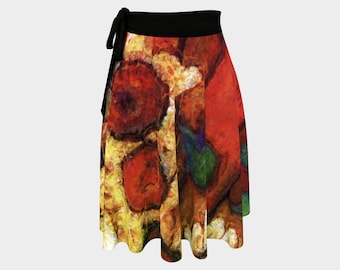 Sunflowers Wrap Skirt, One Size Fits XS to 2XL, Ballet Skirt with Sunflower Art, Fall Colors, Wrap Around Skirt for Dance, Hippie Skirt