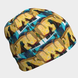 Chemo Hat for Cancer, Soft Beanie Hat, Cats Whimsical Art, Hair Loss Hat, Chemo Headwear with Bamboo Lining, Cat Lover Gift, Alopecia Women