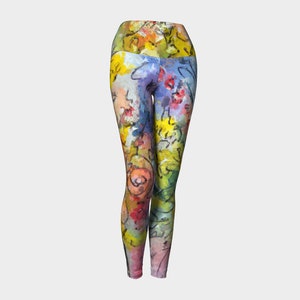 Yoga Leggings, Flower Power Stretch Pants, Fitness Clothes, Summer Vacation Clothes, Light Colorful Leggings for Travel, Festival Tights image 6