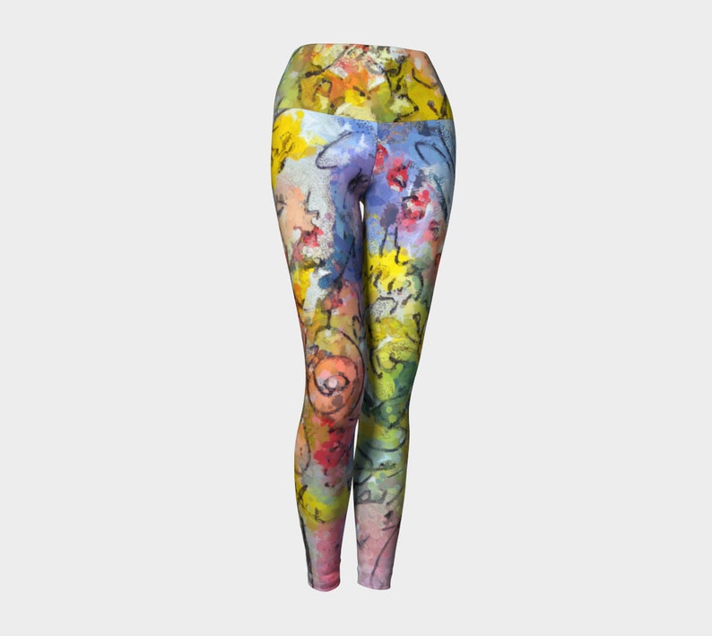 Yoga Leggings, Flower Power Stretch Pants, Fitness Clothes, Summer Vacation Clothes, Light Colorful Leggings for Travel, Festival Tights image 6
