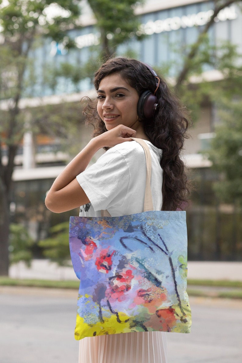 Pretty Purse with original abstract floral art by Claire Bull