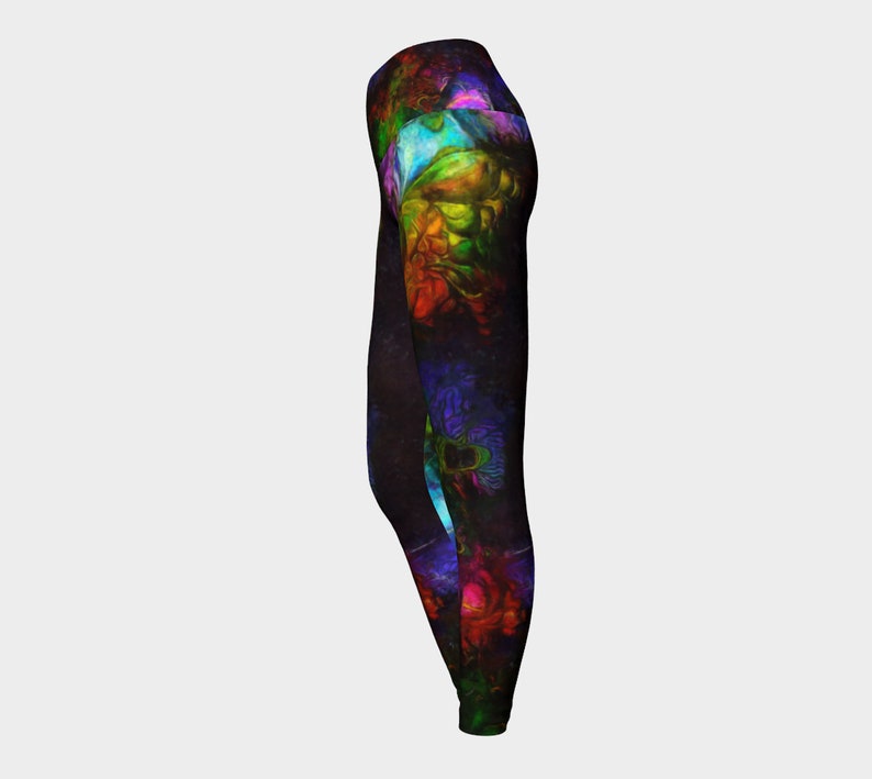 Rainbow Leggings, Black Light Reactive, Yoga Workout Leggings, Colorful Pants, Fitness Pants, Dance Sports, Women's Fashion, Summer Leggings image 2