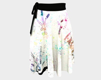 F Cancer Wrap Skirt, Spectrum of Colors on a Cream White Wrap Skirt, Waist Tie, Fits XS to 2X Waist Size, Cancer Awareness Skirts, Beachwear