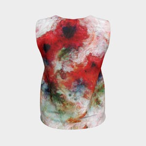 Loose Tank Top, Poppies Sleeveless Blouse, Women's Floral Clothing Active Wear with Flowers, Feminine Printed Wearable Art Top for Woman image 4