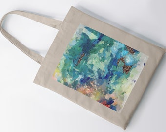 Cotton Canvas Tote Bag with Abstract Art by Claire Bull, Everyday Tote, Eco-Friendly Shopping Bag, Reusable Gift, Simple Tote, Pretty Bag