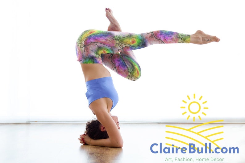 Colorful Workout Pants Hot Yoga Pants Summer Festival Clothing Women Hippie Festival Burning Man Psychedelic Leggings Rainbow Leggings
