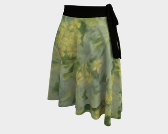 Printed Wrap Skirt, Floral Art Design, Ballet Skirt with Delicate Flower Art, Silky Skirt, Circle Skirt, Thoughts of You, Spring Skirt Women