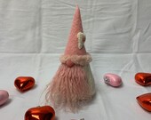 Nordic Valentine gnome handmade from upcycled felted wool sweaters - meet Loverboy the Gnome