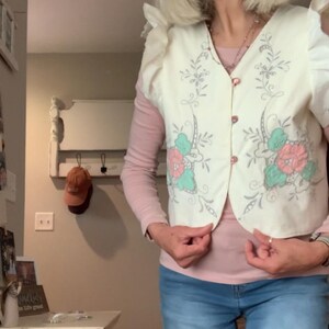 Summer top with ruffles - crafted from a vintage embroidered tablecloth