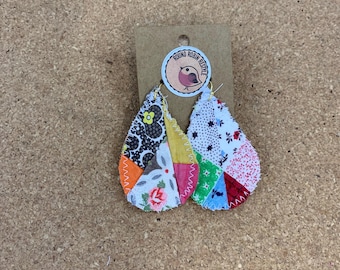 Quilt Scrap Teardrop Earrings