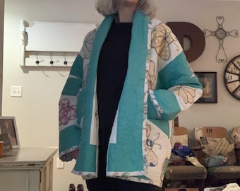 The cocoon coat upcycled butterfly quilt jacket SIZE LARGE