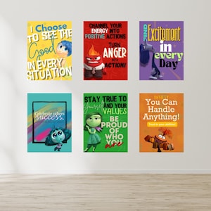 Poster di affermazione SEL ispirati a Inside Out / 9 stampe / Insegnante / Classe / Salute mentale / Stampe sulla salute emotiva / 3 formati di stampa