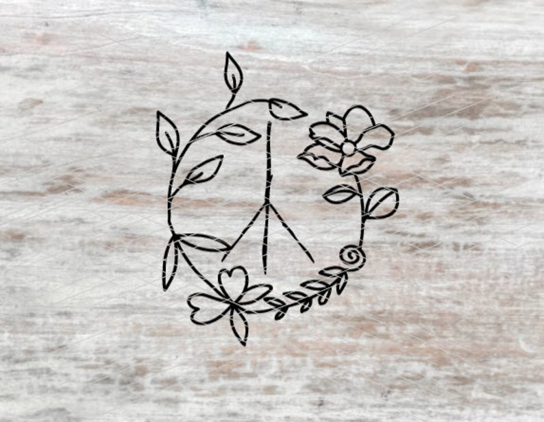 Floral Peace Sign SVG | Etsy