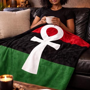 Manta de vellón Ankh, Funda panafricana RBG, Decoración egipcia Ankh, Manta de vellón kemética, Macus Garve, Cultura negra, Decoración del hogar afrocéntrica