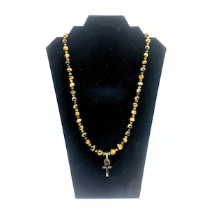 Tiger&#39;s Eye Ankh Necklace // African Jewelry // Egyptian Ankh Necklace // Gift Ideas for Ladies // Kemetic Jewelry // Tiger Eye Necklace
