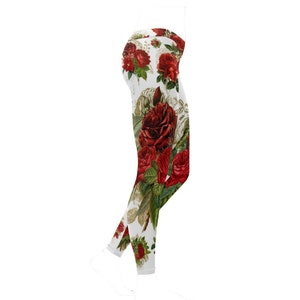 Rose Leggings - Women&#39;s Flower Leggings - Rose Pants - Floral Yoga Stretch Pants - Flower Clothing {Rose Collection Women&#39;s Clothing}