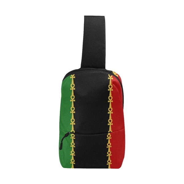RBG Ankh Pan African Flag Over the Shoulder Bag / African Bag / Pro Black Backpack / African Book Bag