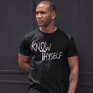 African Clothing for Men // Ankh Know ThySelf // Egyptian Kemetic Shirt // Conscious Clothing // Knowledge of Self //  Ankh Tee //