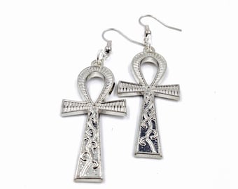 Pendientes Ankh, joyería Kemetic, pendientes Ankh de plata, joyería egipcia, pendientes egipcios, joyería africana, pendientes de encanto Ankh