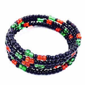 RBG Wrap Bracelet // Pan African // Black Pride // Afrocentric Jewelry / Black Power // Marcus Garvey Bracelet // Red Black Green Seed Beads