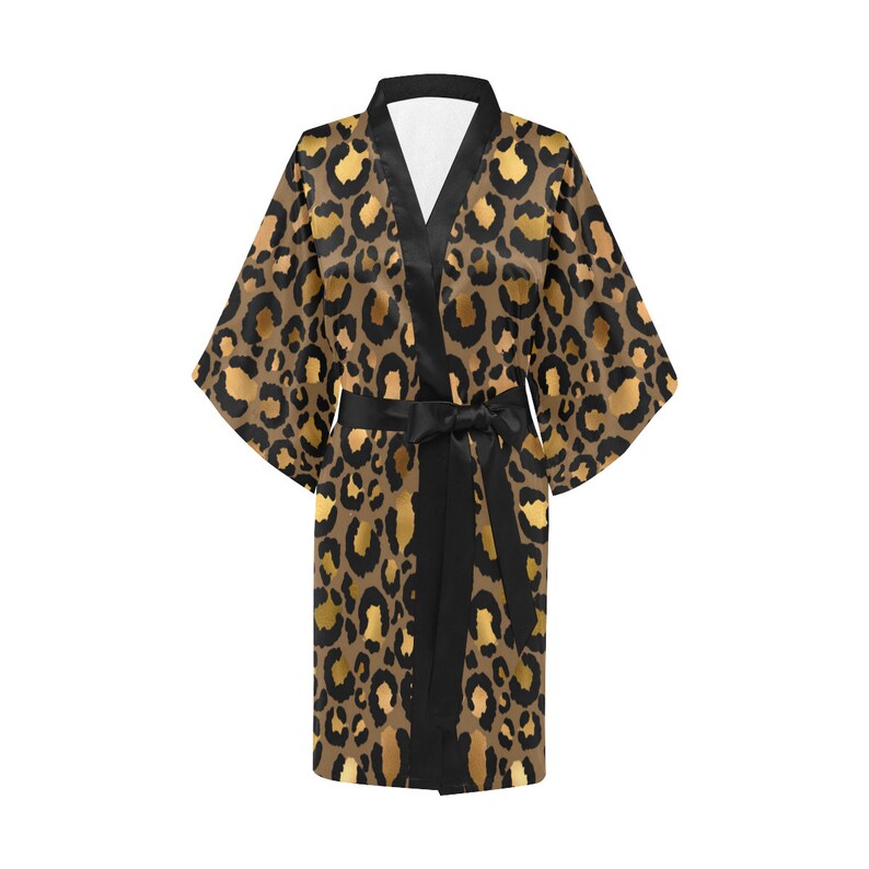 leopard print silk dressing gown