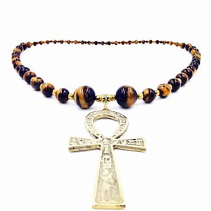 Tigers Eye Jewelry // Egyptian Ankh Necklace // Kemetic Jewelry // Tiger Eye Necklace // Egyptian Jewelry // Spiritual Protection Jewelry