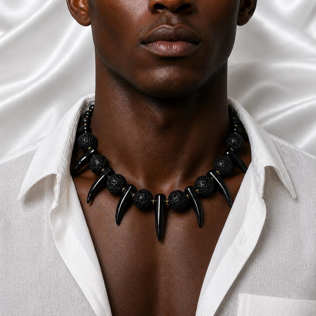 Shaka Zulu Necklace, African Men's Beaded Necklace, Tribal Choker