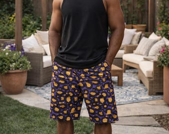 Animal Print Men's Shorts // Cheetah Print Clothing for Men / Leopard Print Pants // Knee length Shorts  // Beach Shorts with Pockets