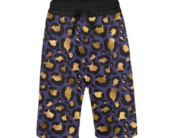 Animal Print Men's Shorts // Cheetah Print Clothing for Men Leopard Print  Pants // Knee length Shorts // Beach Shorts with Pockets