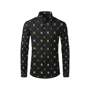 Men&#39;s African Clothing // Adinkra Symbol - Casual or Dress Shirt // Long Sleeve Shirt for Men /African Clothing