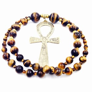 Tigers Eye Ankh Necklace, Ankh Jewelry, Kemetic Jewelry, Egyptian Jewelry, Protection jewelry, necklace with Ankh Tiger&#39;s Eye Unisex