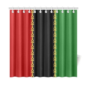 Pan African RBG Kemetic Ankh Shower Curtain // Egyptian Home 72&quot;X72&quot; Shower Curtain // Ankh Shower Curtain // Kemetic Decor // Gold Ankh