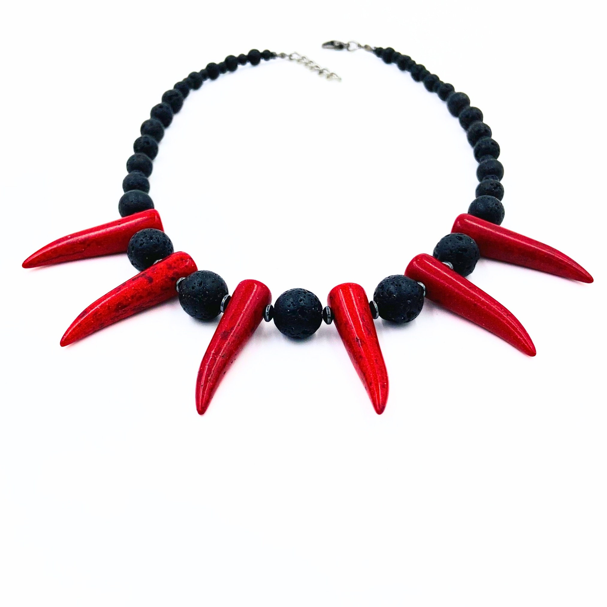 Men's Tribal Jewelry - Red Shaka Zulu Necklace - African