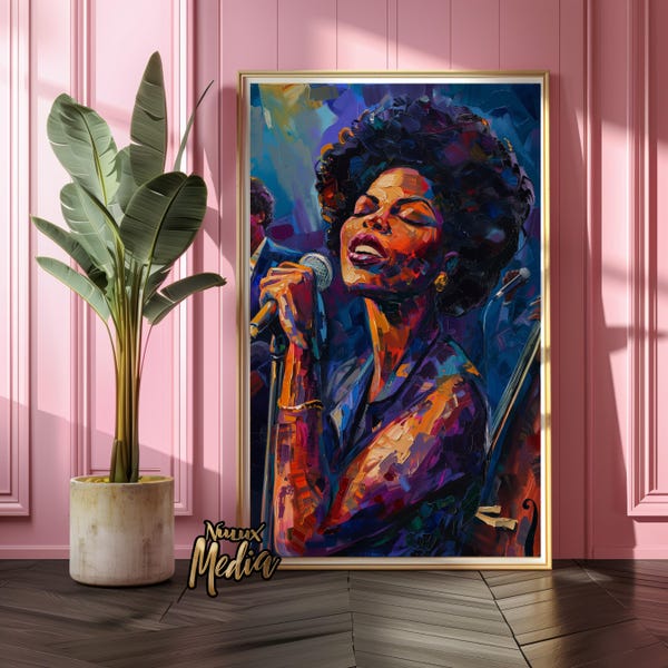 R&B Jazz Singer - Songstress Diva Vocalist - African American Music Art, Printable Instant Download Wall Art, Music Art Printable Blues