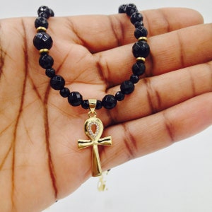 Real Gold Egyptian Ankh Necklace // Kemetic Jewelry / Spiritual Protection Jewelry / Small Tiny Minimalist Necklace - 18K Gold Ankh