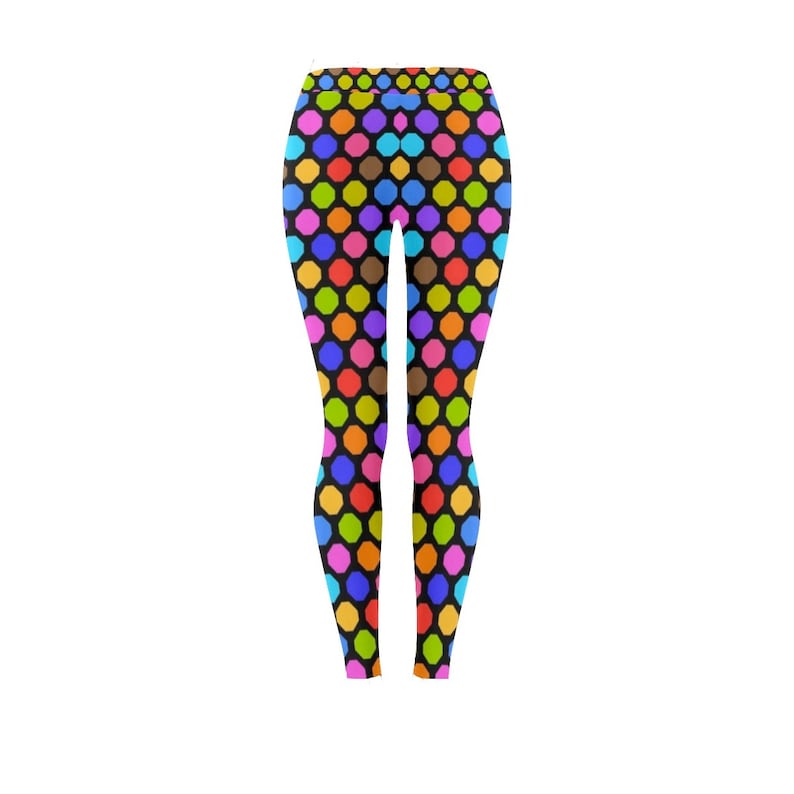 Rainbow Color Leggings Octogon Shape Pattern Unique Stretch Pants Gift for Her Multi Color Geometric Pants Women/'s Leggings