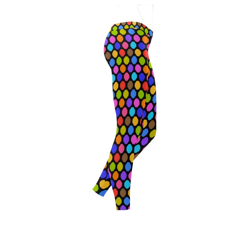 Rainbow Color Leggings Octogon Shape Pattern Unique Stretch Pants Gift for Her Multi Color Geometric Pants Women/'s Leggings