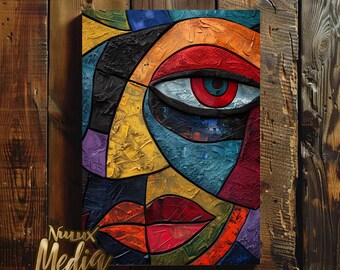 Abstract AfricanArt, Geometric Digital Printable Art, Contemporary African Home Decor Multi Color Wall Decor, Printable Modern Mosaic Art