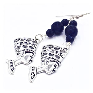 Nefertiti Earrings // Dangles // Silver Egyptian Earrings // African Jewelry // Kemetic Jewelry // African Queen Earrings