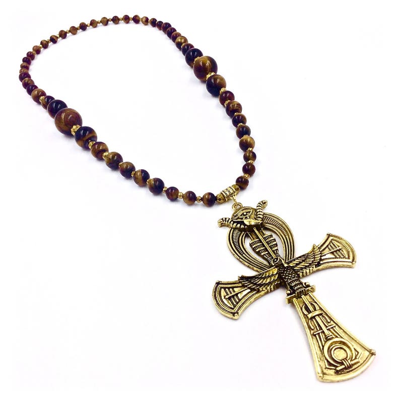 Tiger's Eye Jewelry // Egyptian Ankh Necklace // Kemetic Etsy