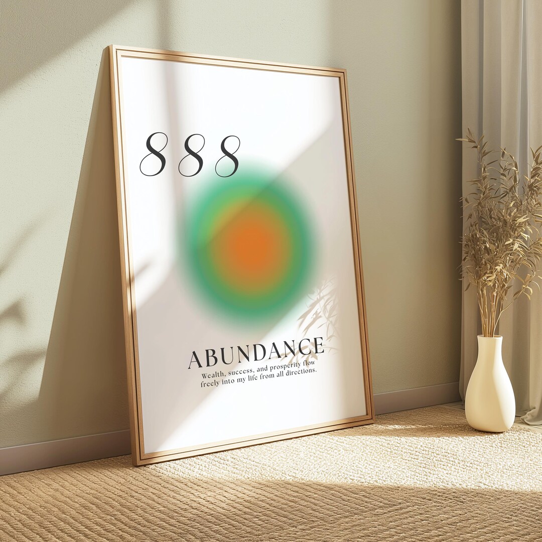 888 Angel Numbers Print: Green Aura Minimalist Home Gallery Poster - Etsy
