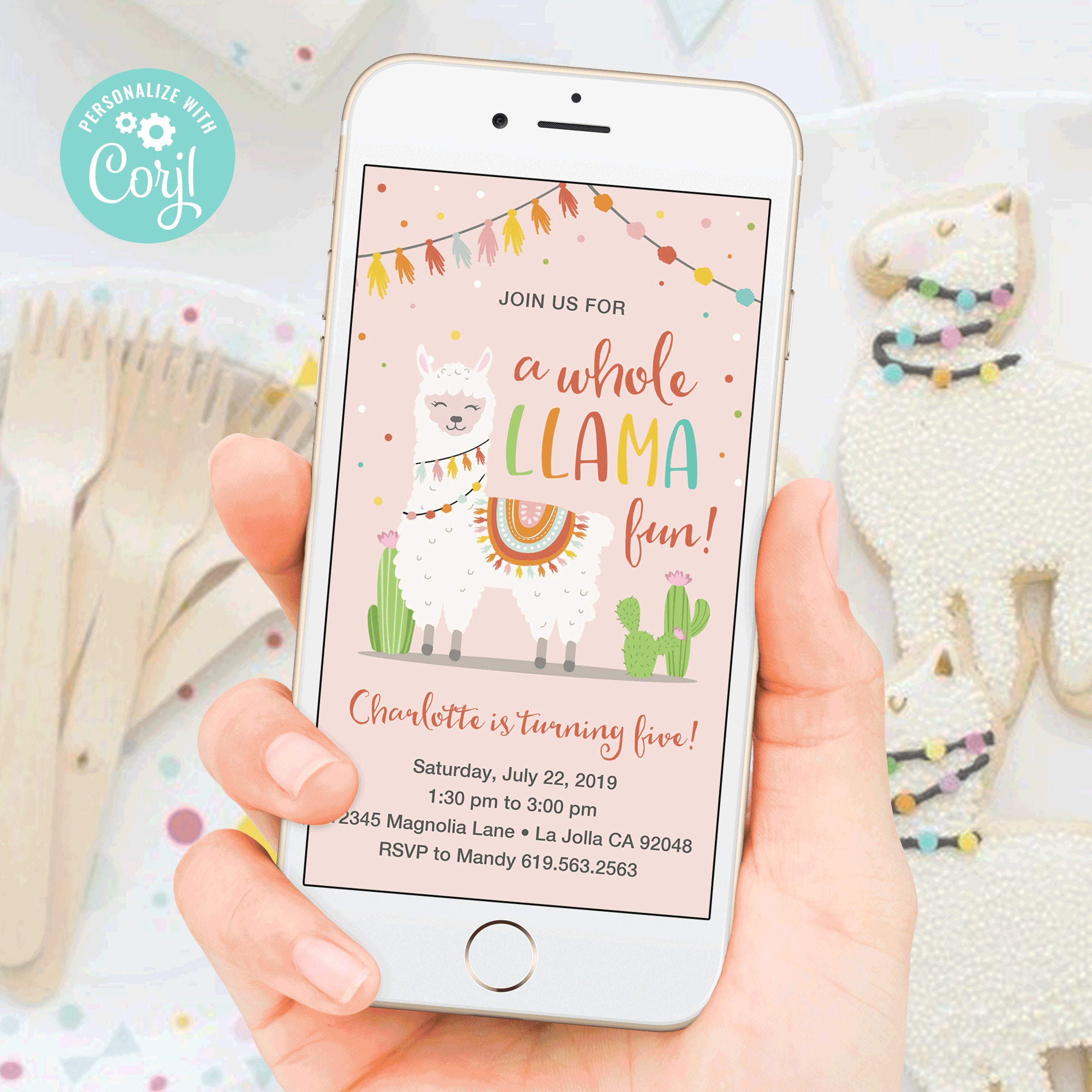 EDITABLE Electronic Llama Birthday Invitation | Evite | Llama Invite …