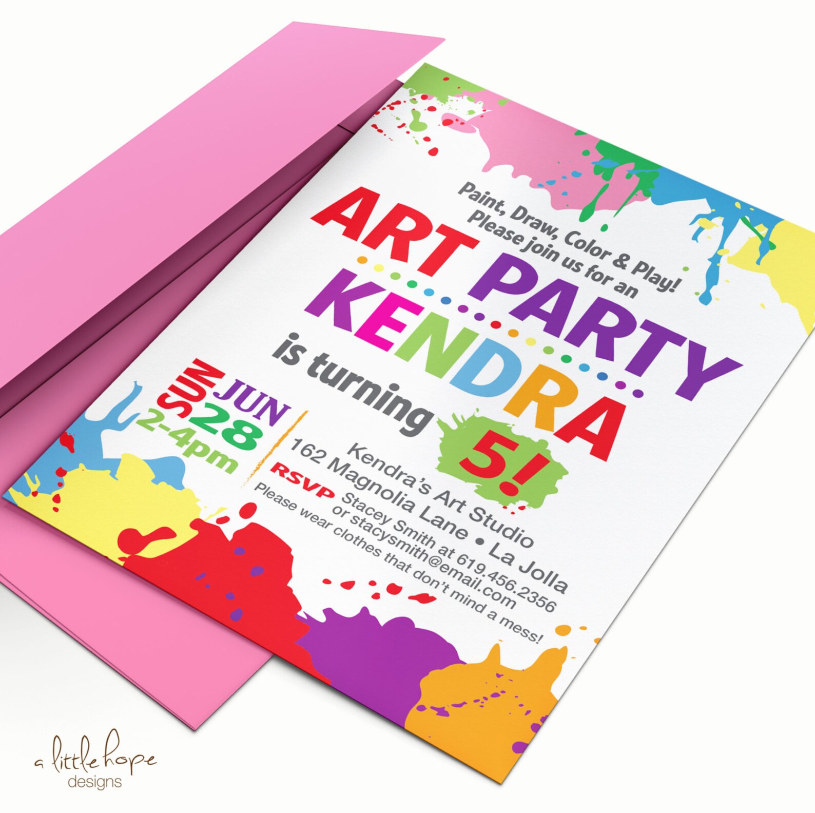 Art Party Invite / Art Party Invitation / Rainbow Party / Etsy