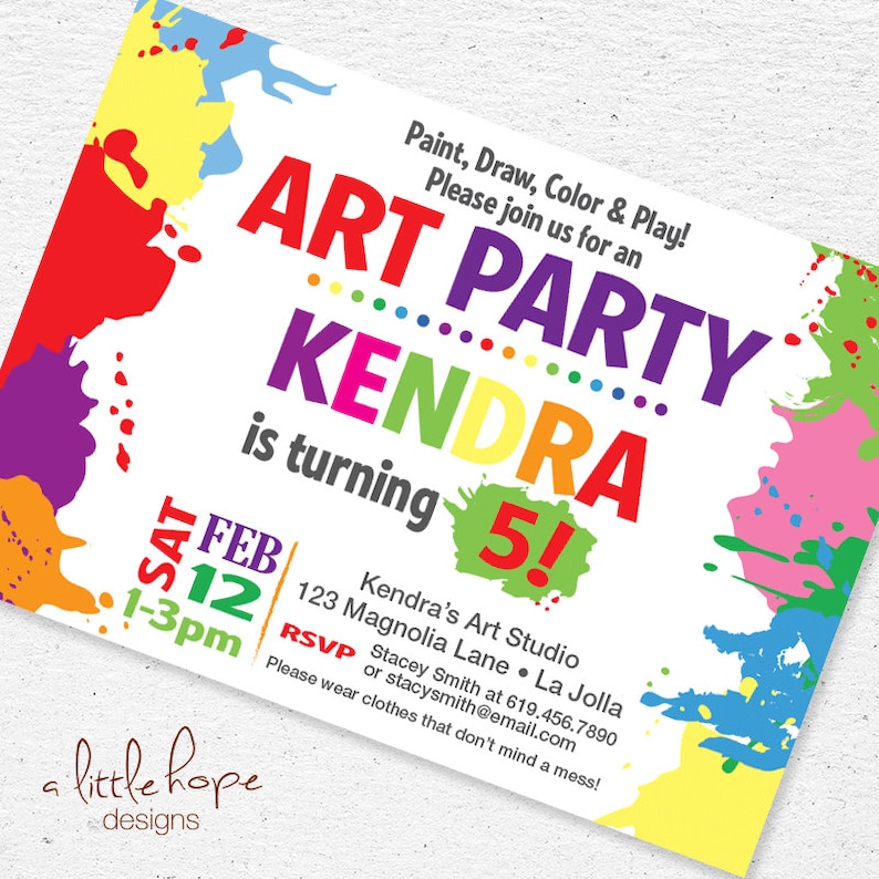Art Party Invite Invitation / Rainbow Party / Art Party | Etsy