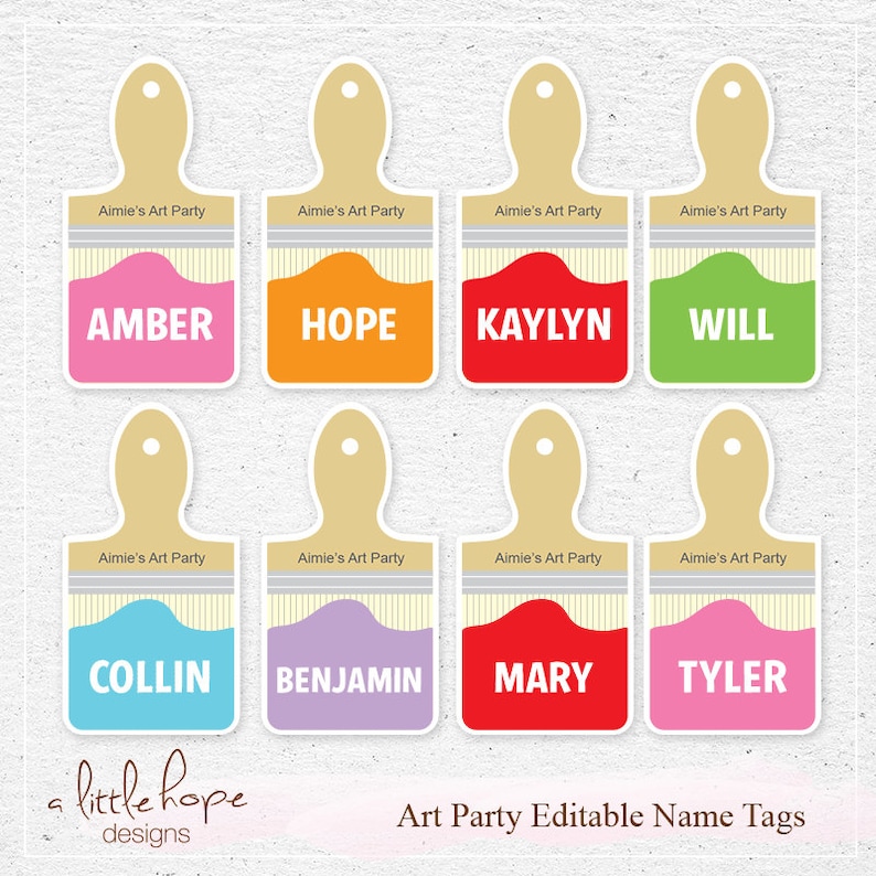 Editable Art Party Name Tags / Food Labels / Tags / Instant | Etsy