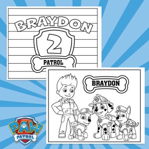 Paw Patrol Custom Printable Birthday Coloring Sheets 4 | Etsy